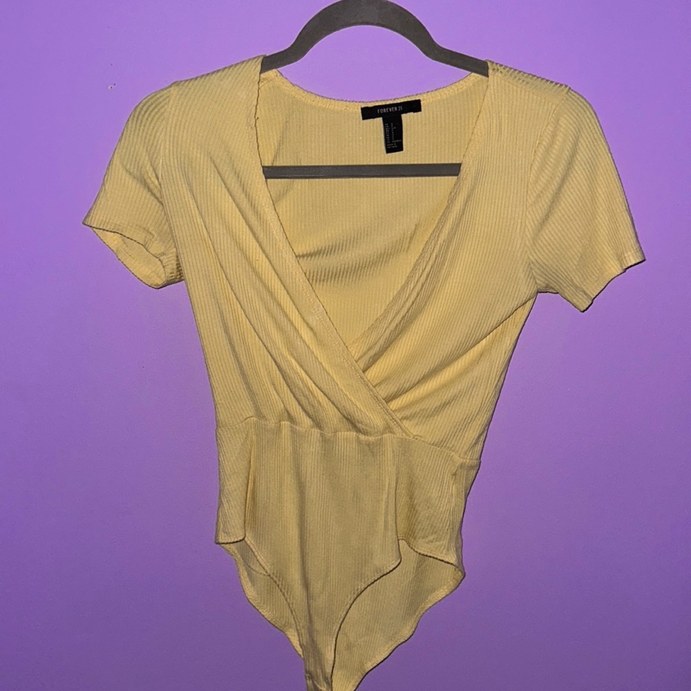FINAL SALE Forever 21 Yellow V-Neck Bodysuit